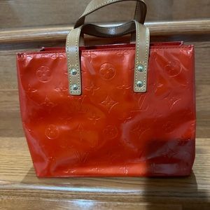 Authentic Louis Vuitton Red Monogram Verdis Leather Reade PM purse
